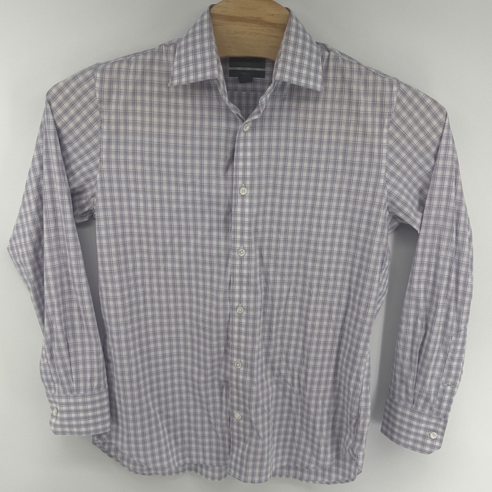 Bonobos Mens Slim‎ Fit Stretch Plaid Button Down Shirt Large 16 Purple White L - Picture 2 of 9